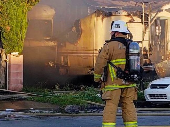 Fire Chief, Eddie Sell on scene after crews mitigated a structure fire