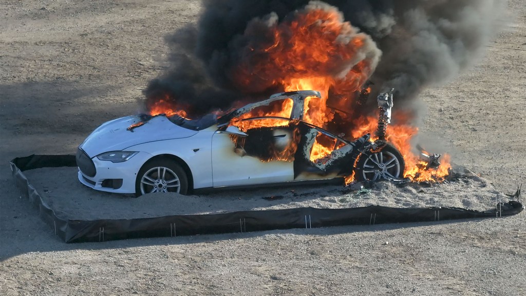 fully involved EV fire during SFS product testing
